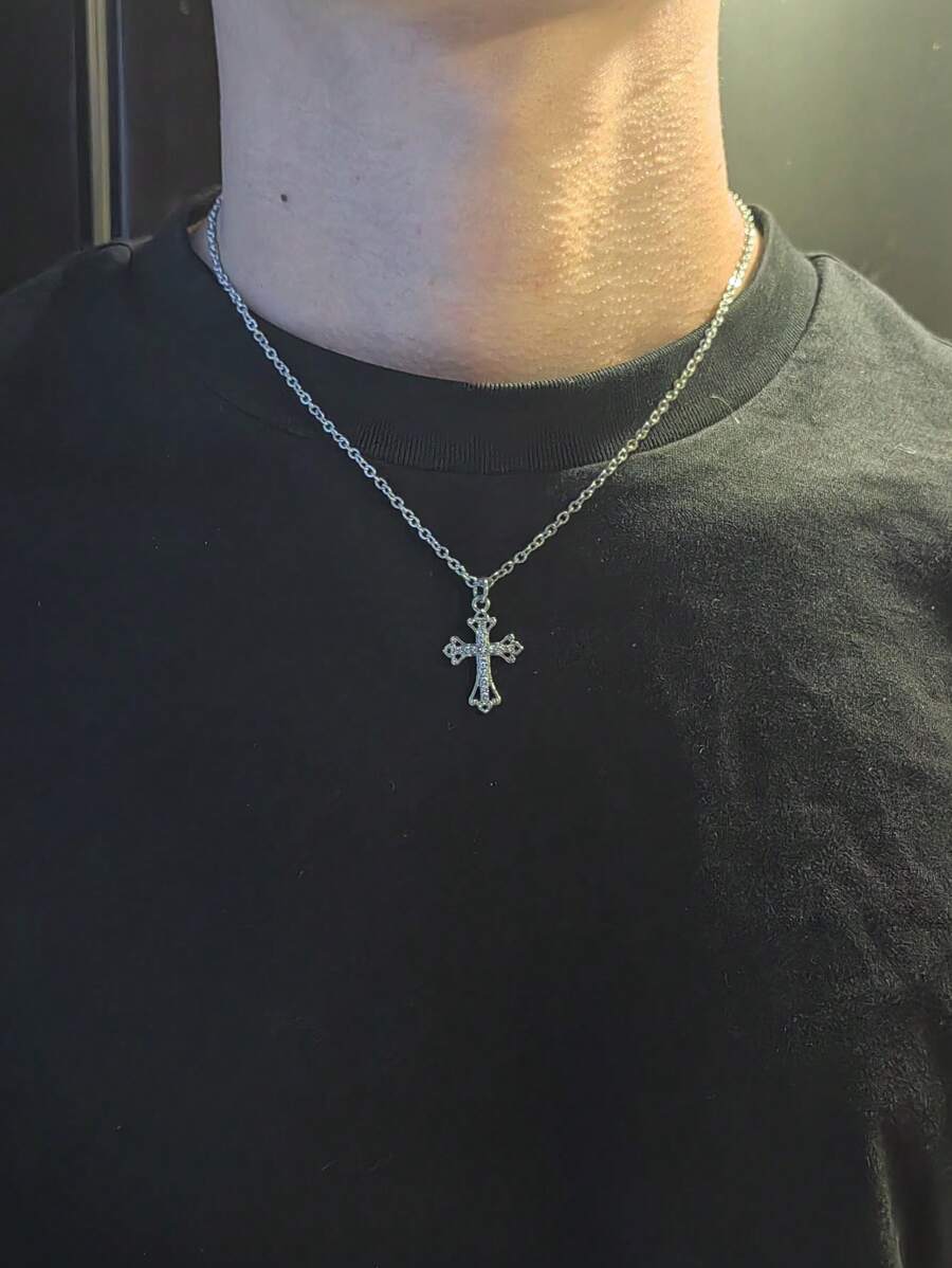 Vintage Gothic Style Rhinestone Cross Necklace