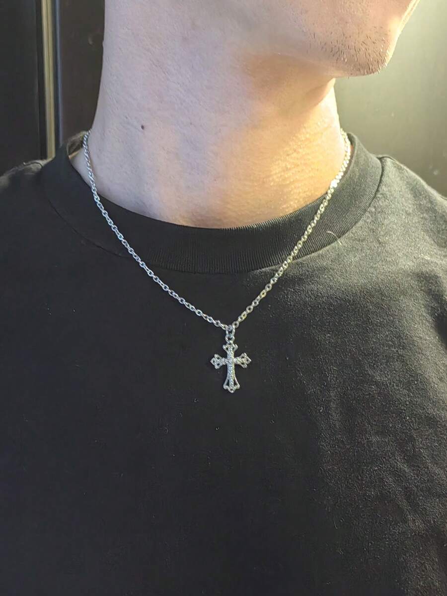 Vintage Gothic Style Rhinestone Cross Necklace