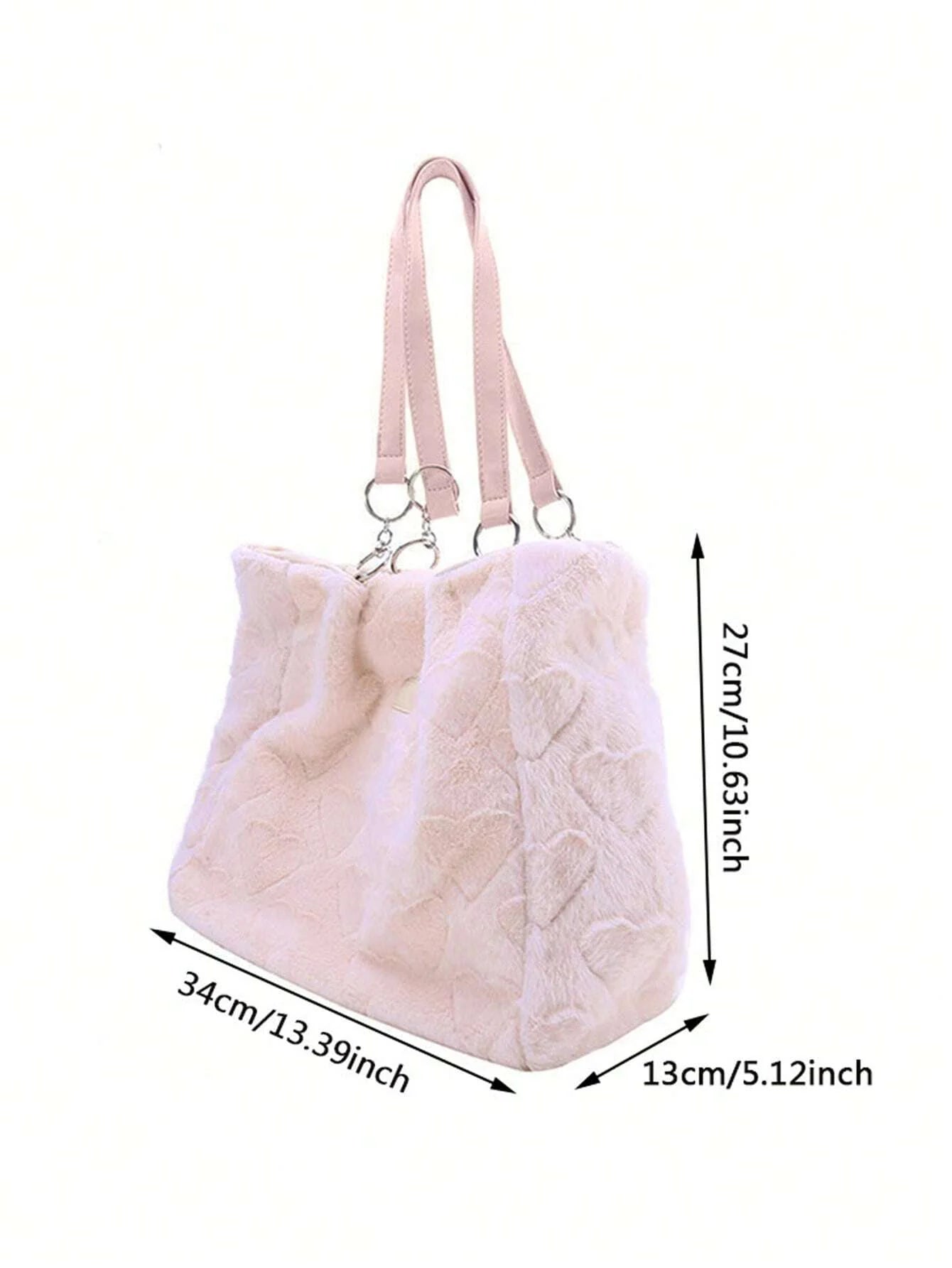 Pink Love-Shaped Plush Shoulder Bag