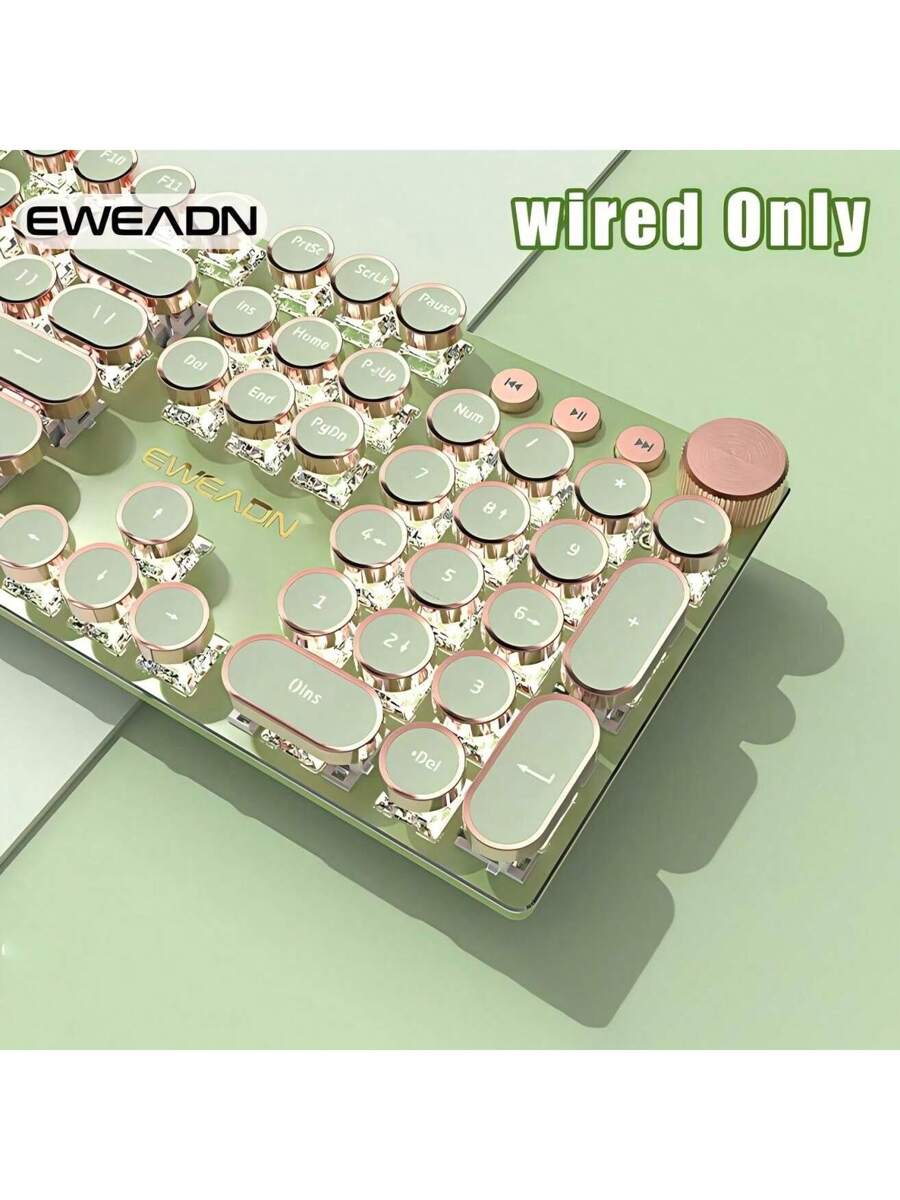 EWEADN Punk Typewriter Mechanical Gaming Keyboard