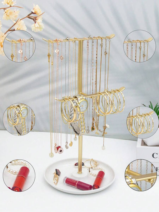 1pc Elegant Jewelry Storage Rack 2-Layer Display Stand