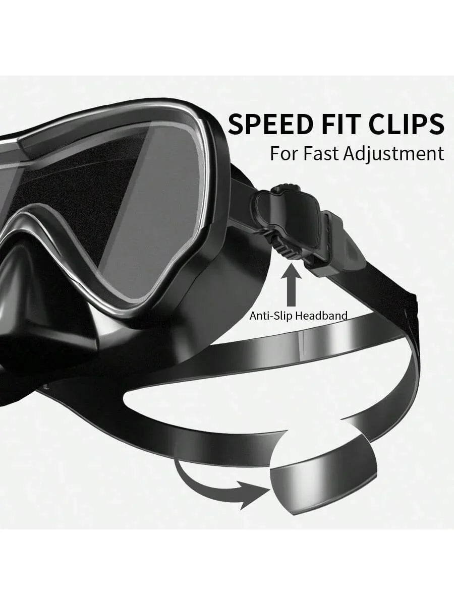 Adult Scuba Diving Mask, Tempered Glass One-Piece Mask