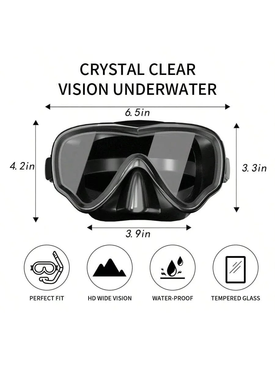 Adult Scuba Diving Mask, Tempered Glass One-Piece Mask