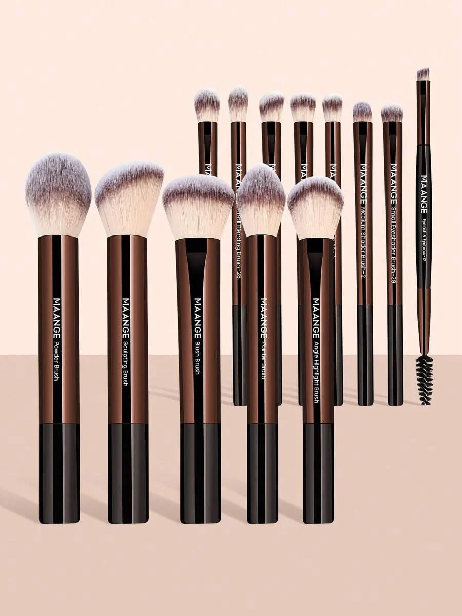 MAANGE Professional Soft Hair Aluminum Tube Makeup Brush Set