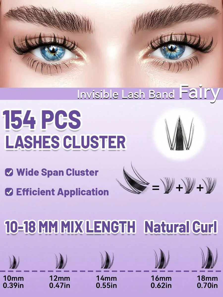 154pcs C-Curl Flirty Fairy Lash Cluster Set