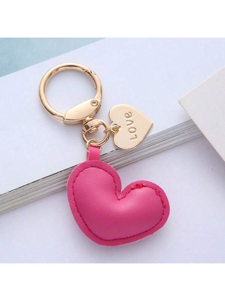 Unisex Minimalist PU Leather Heart Keychain