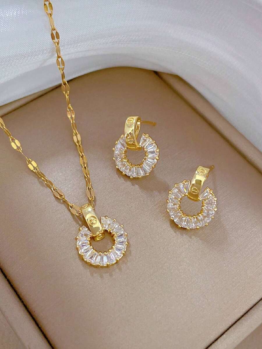 1 Set Stainless Steel Necklace & Earrings