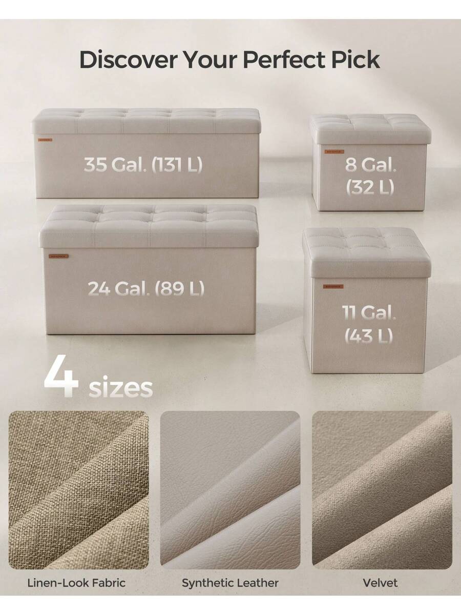 SONGMICS 43 Inches Folding Storage Ottoman Bench Storage