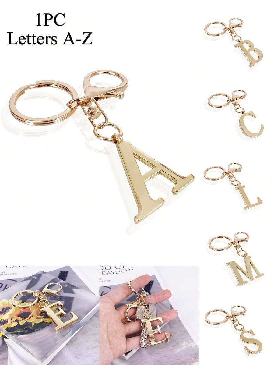 Elegant Metal Heart-Shaped Letter Keychain