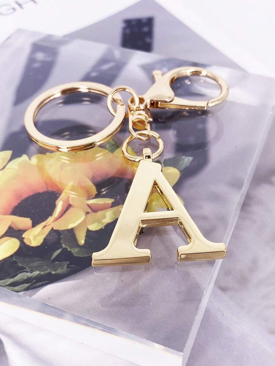 Elegant Metal Heart-Shaped Letter Keychain
