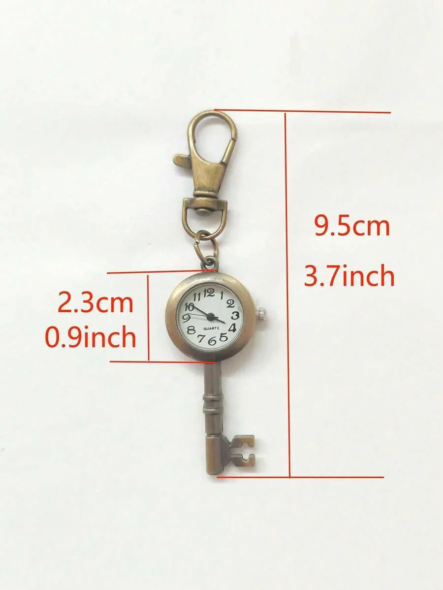 Key Shape Pocket Watch Pocket Watch Vintage Bronze Keychain