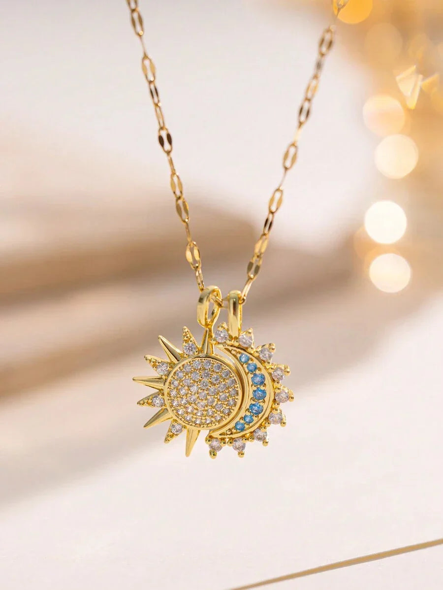 1pc Stainless Steel Partial Sun & Partial Moon