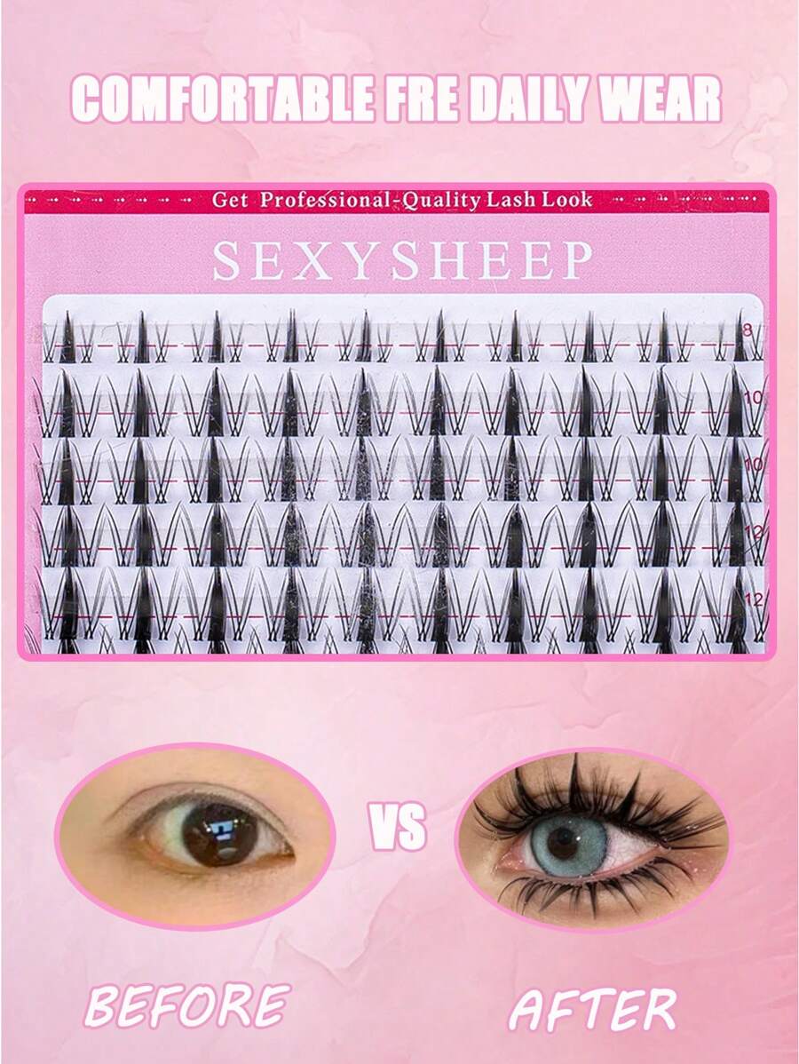 SEXYSHEEP 140pcs D-Curl Fluffy False Eyelashes Mixed Set