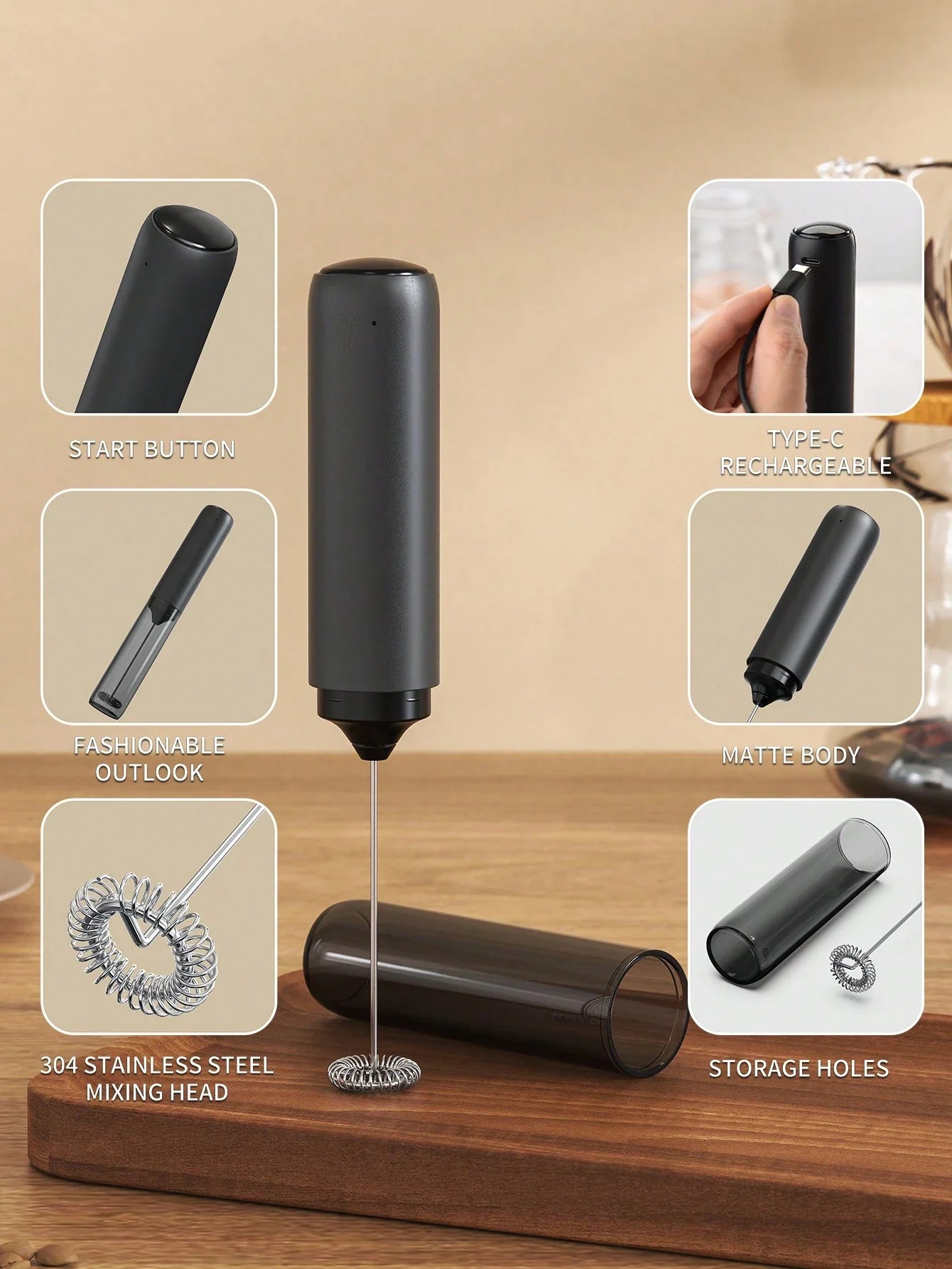 CLITON Rechargeable Electric Milk Frother