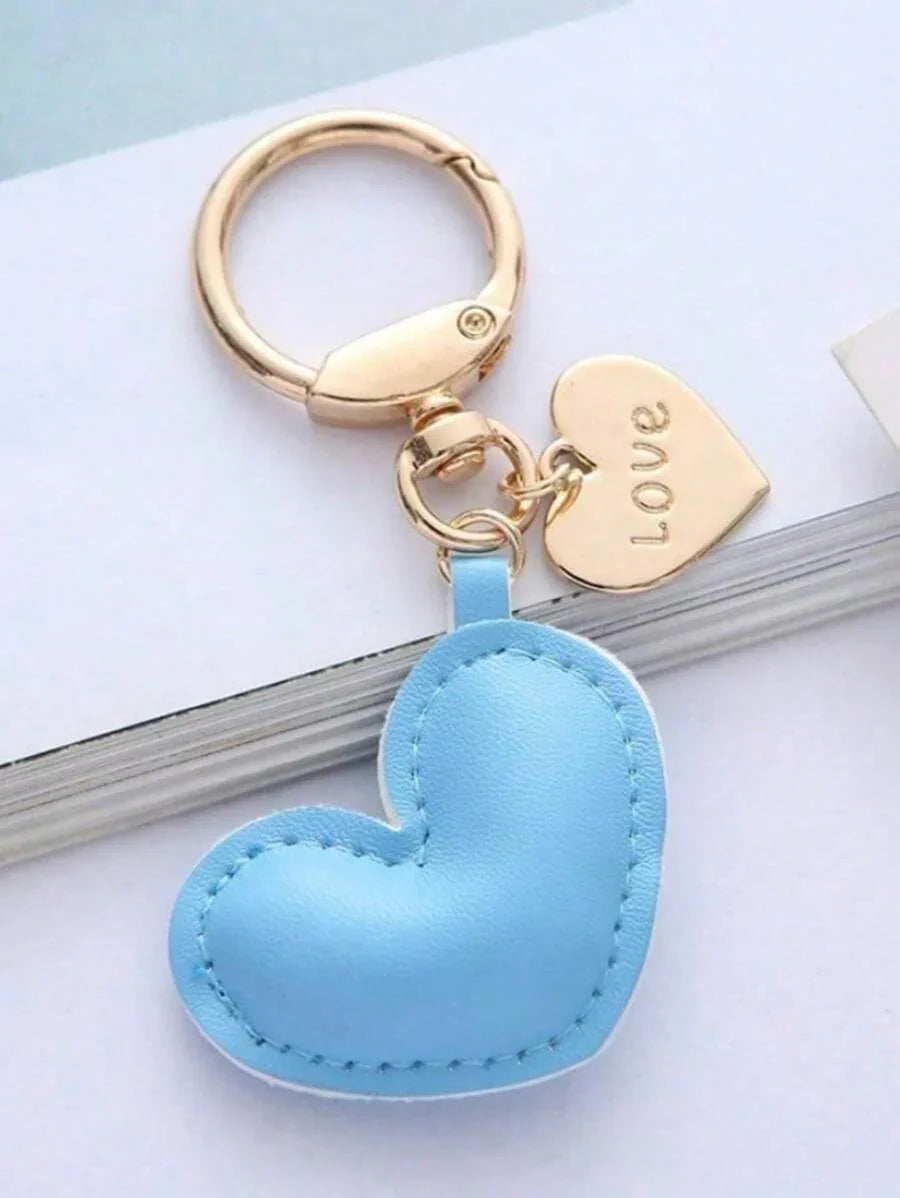 Unisex Minimalist PU Leather Heart Keychain