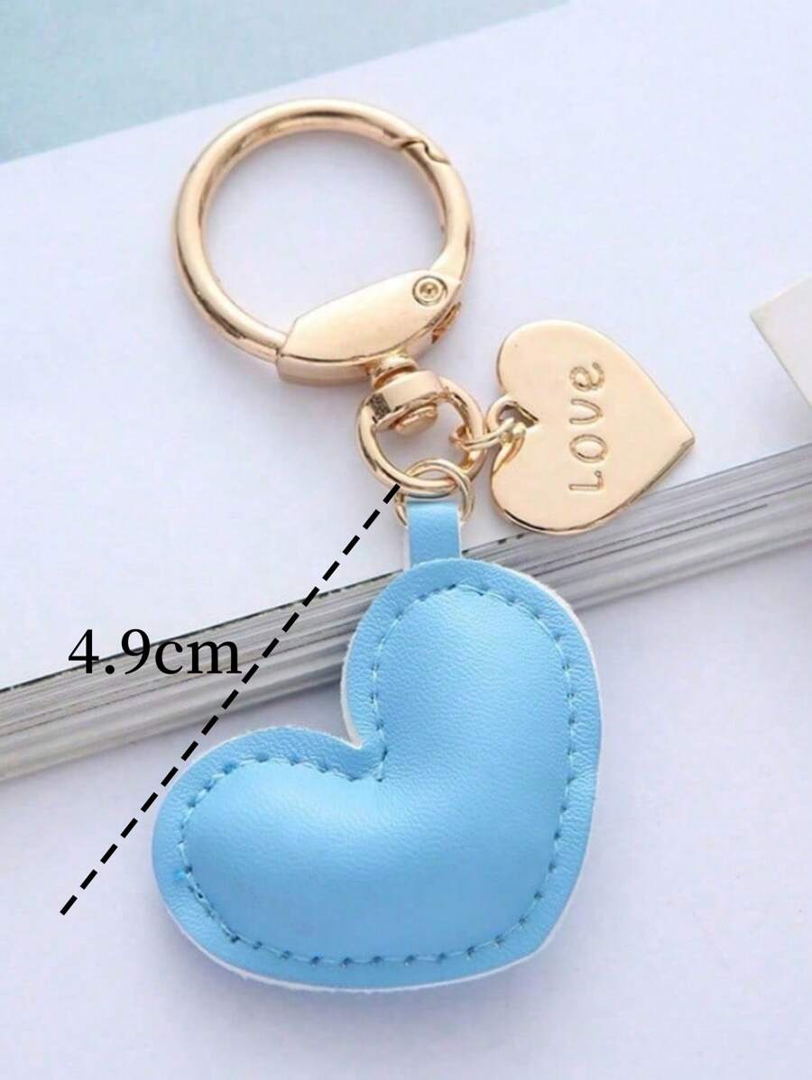 Unisex Minimalist PU Leather Heart Keychain