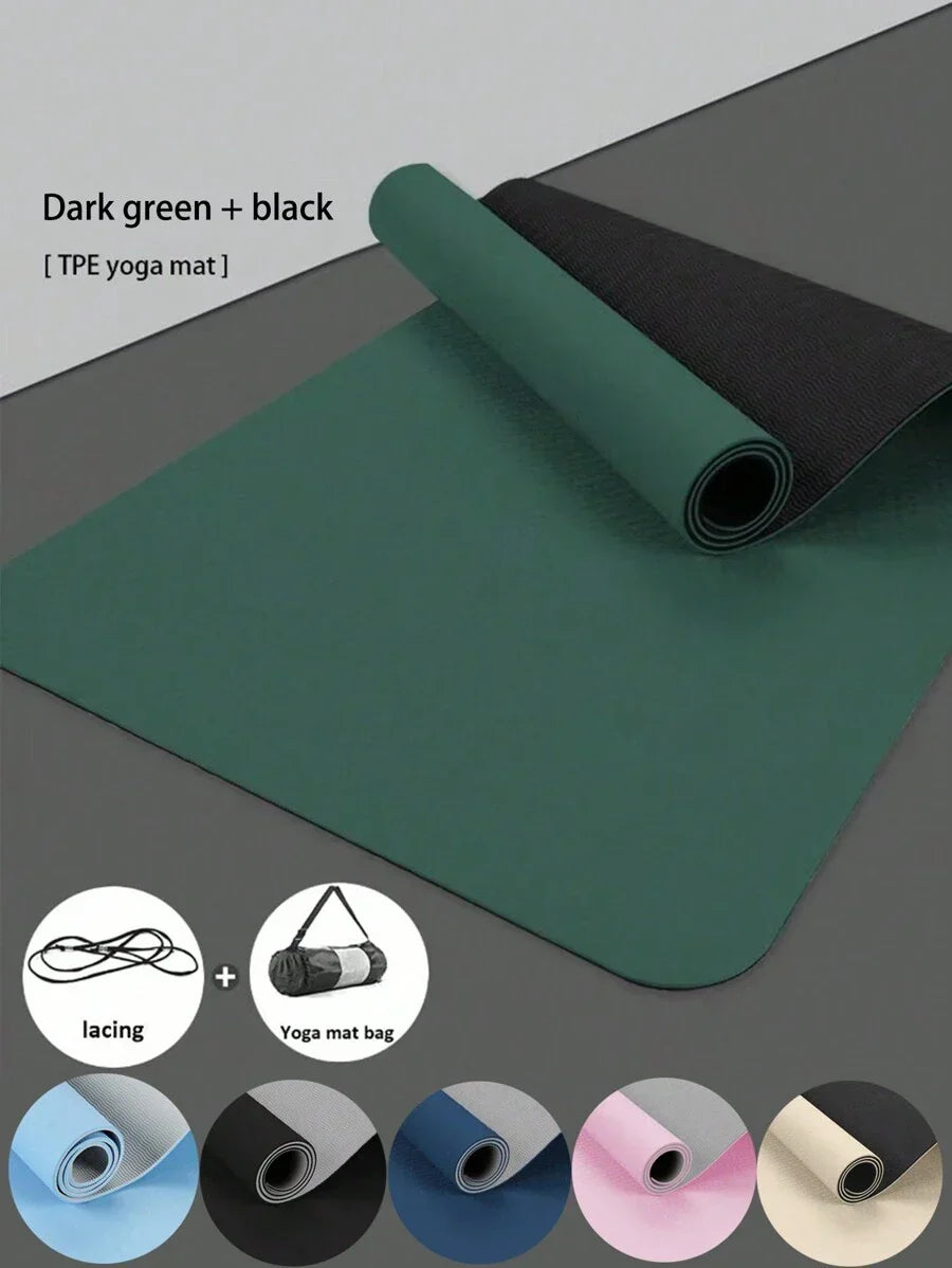 TPE Yoga Mat, Non-Slip, Fitness Exercise Mat With Carrying Strap