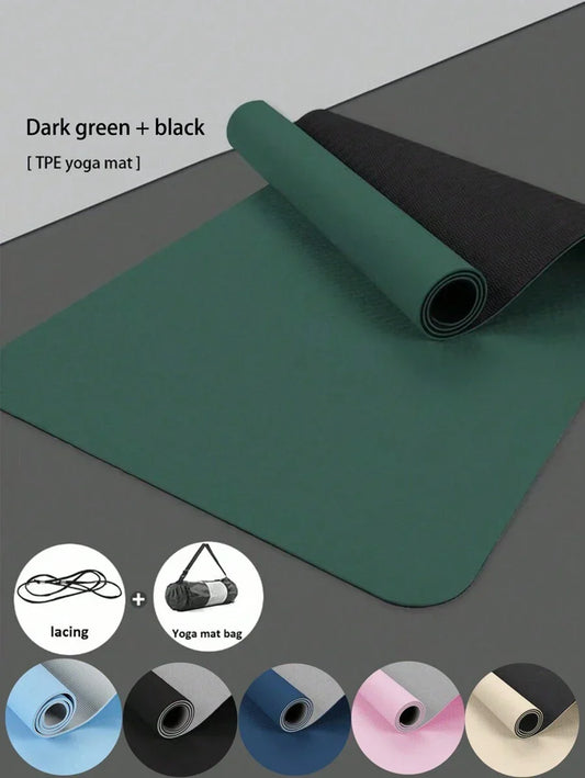 TPE Yoga Mat, Non-Slip, Fitness Exercise Mat With Carrying Strap