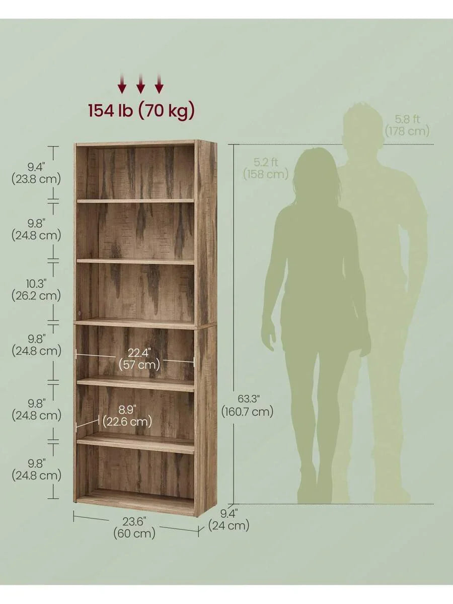 VASAGLE Bookshelf, 6-Tier Bookcase
