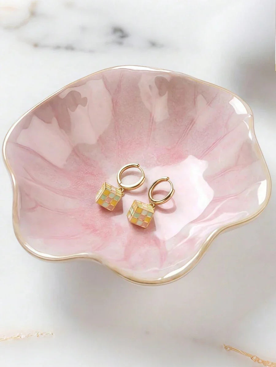 Elegant Ceramic Lotus Leaf Jewelry Organizer Tray For Earrings