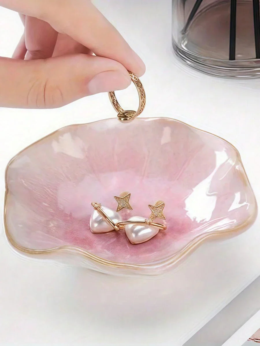 Elegant Ceramic Lotus Leaf Jewelry Organizer Tray For Earrings