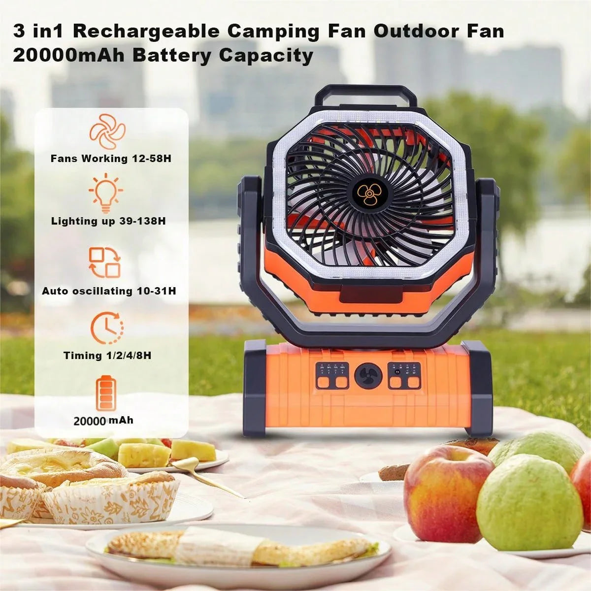 BDQ 20000mAh Portable Camping Fan