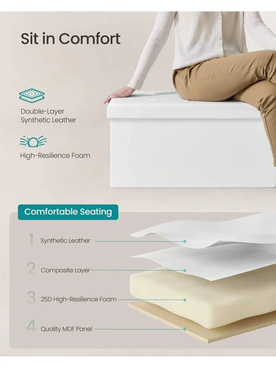 SONGMICS 43 Inches Folding Storage Ottoman Bench Storage