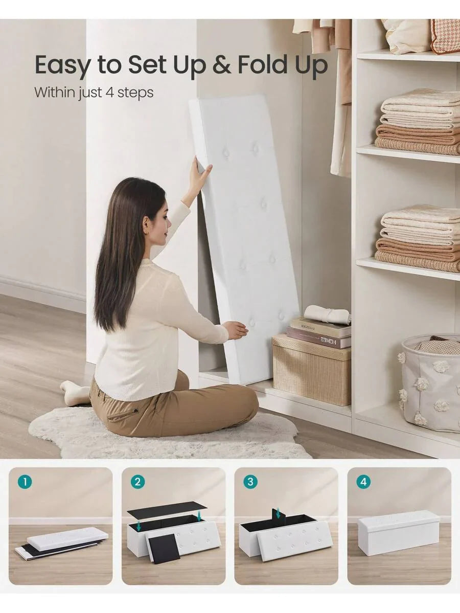 SONGMICS 43 Inches Folding Storage Ottoman Bench Storage