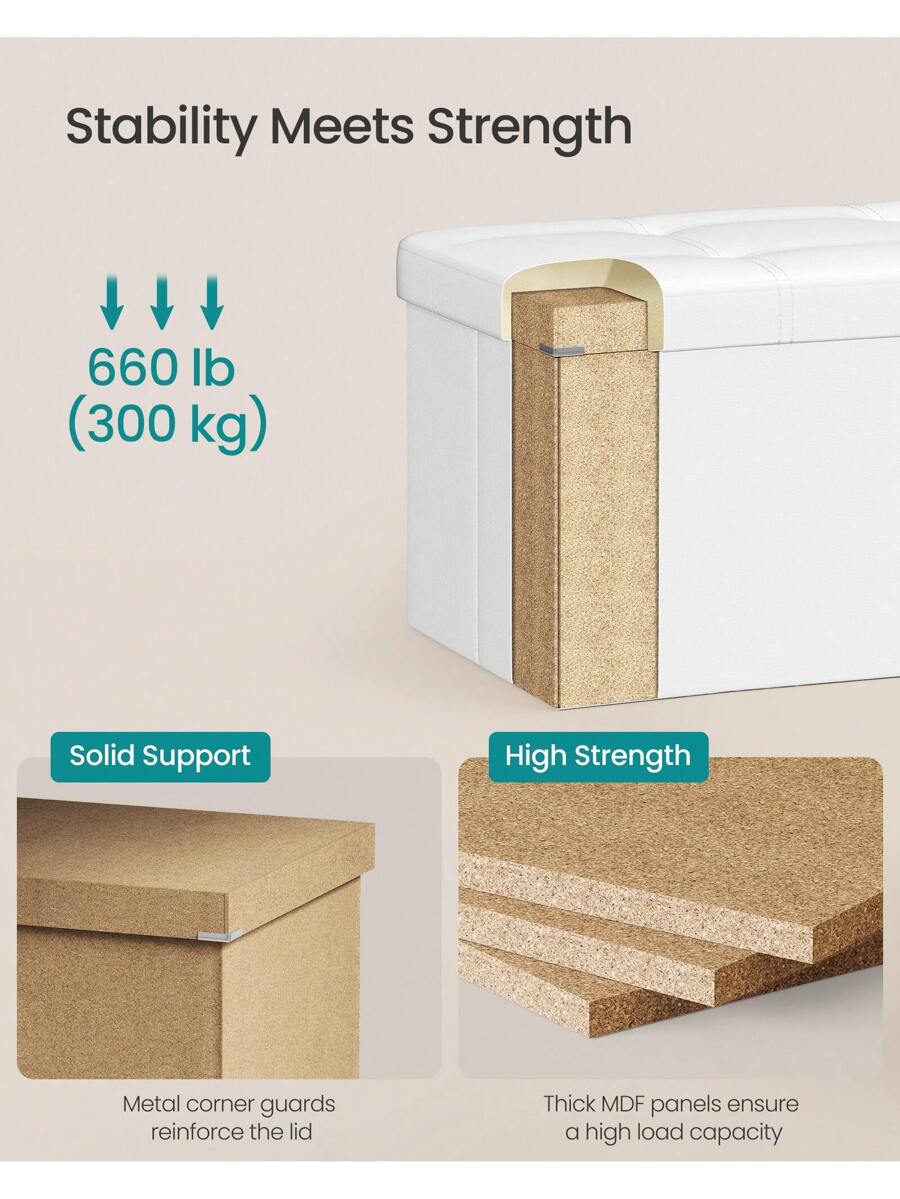 SONGMICS 43 Inches Folding Storage Ottoman Bench Storage