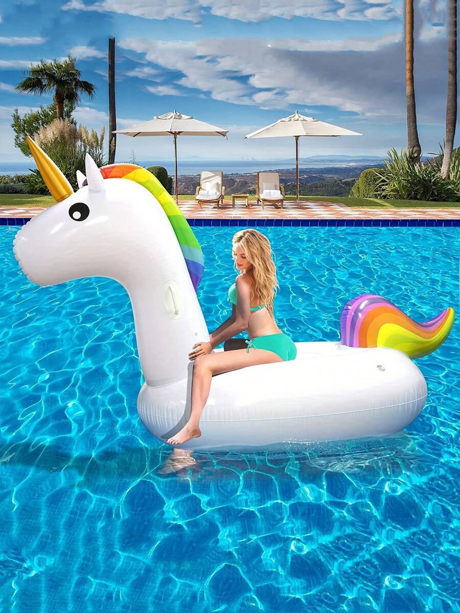 1pc Inflatable Rainbow Unicorn Floating Lounger