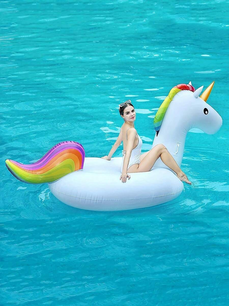 1pc Inflatable Rainbow Unicorn Floating Lounger