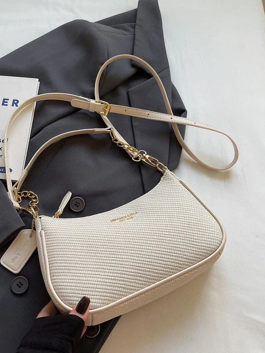 White Ladies' Shoulder Bag Made Of PU Material