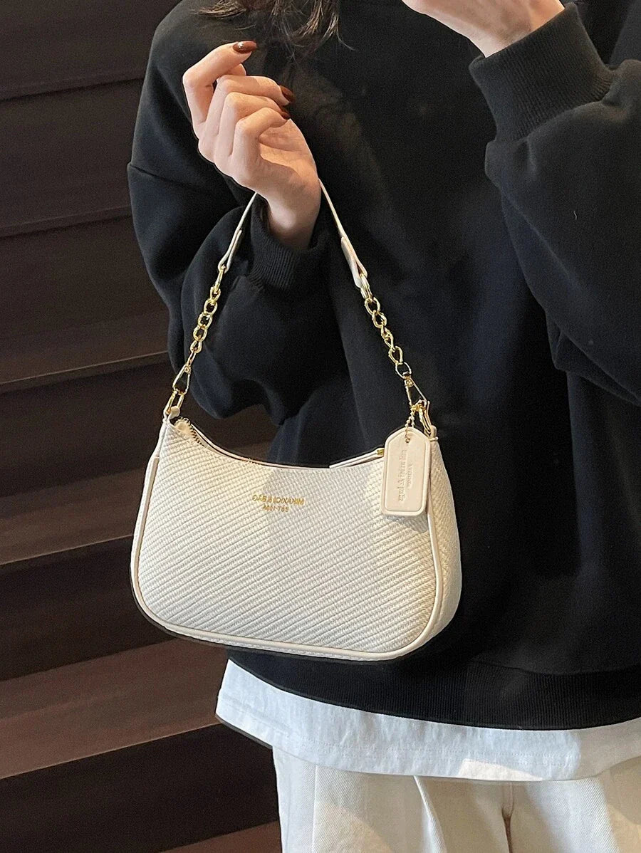 White Ladies' Shoulder Bag Made Of PU Material