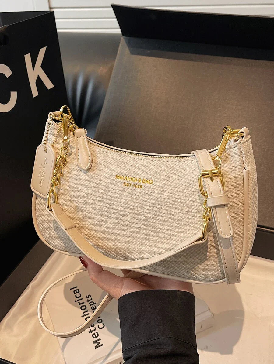 White Ladies' Shoulder Bag Made Of PU Material