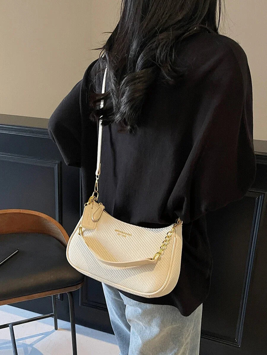 White Ladies' Shoulder Bag Made Of PU Material