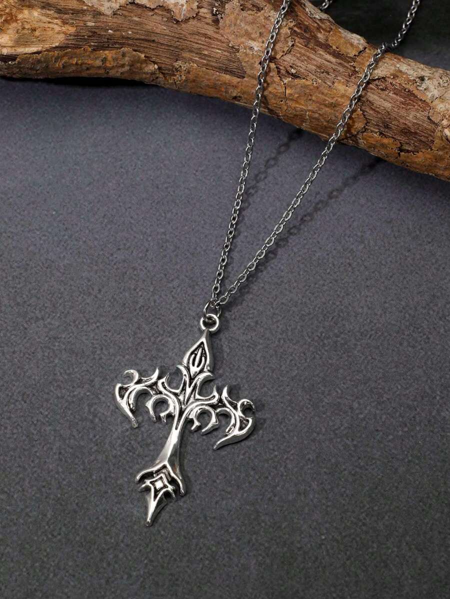 Vintage Gothic Style Rhinestone Cross Necklace