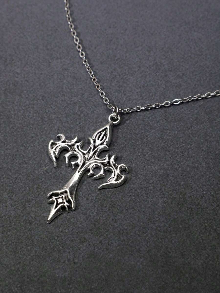 Vintage Gothic Style Rhinestone Cross Necklace