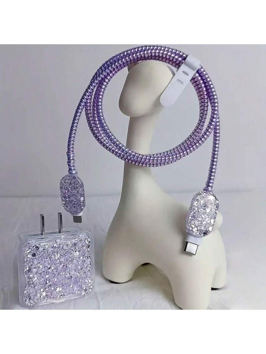 5pcs Glitter TPU Phone Charger Protective Covers