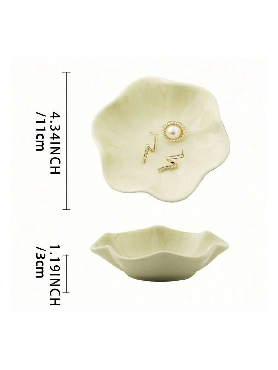 Elegant Ceramic Lotus Leaf Jewelry Organizer Tray For Earrings