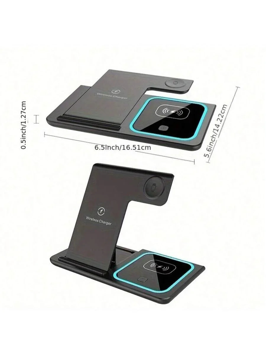 AmSengo 15W Foldable 3-In-1 Fast Wireless Charging Station