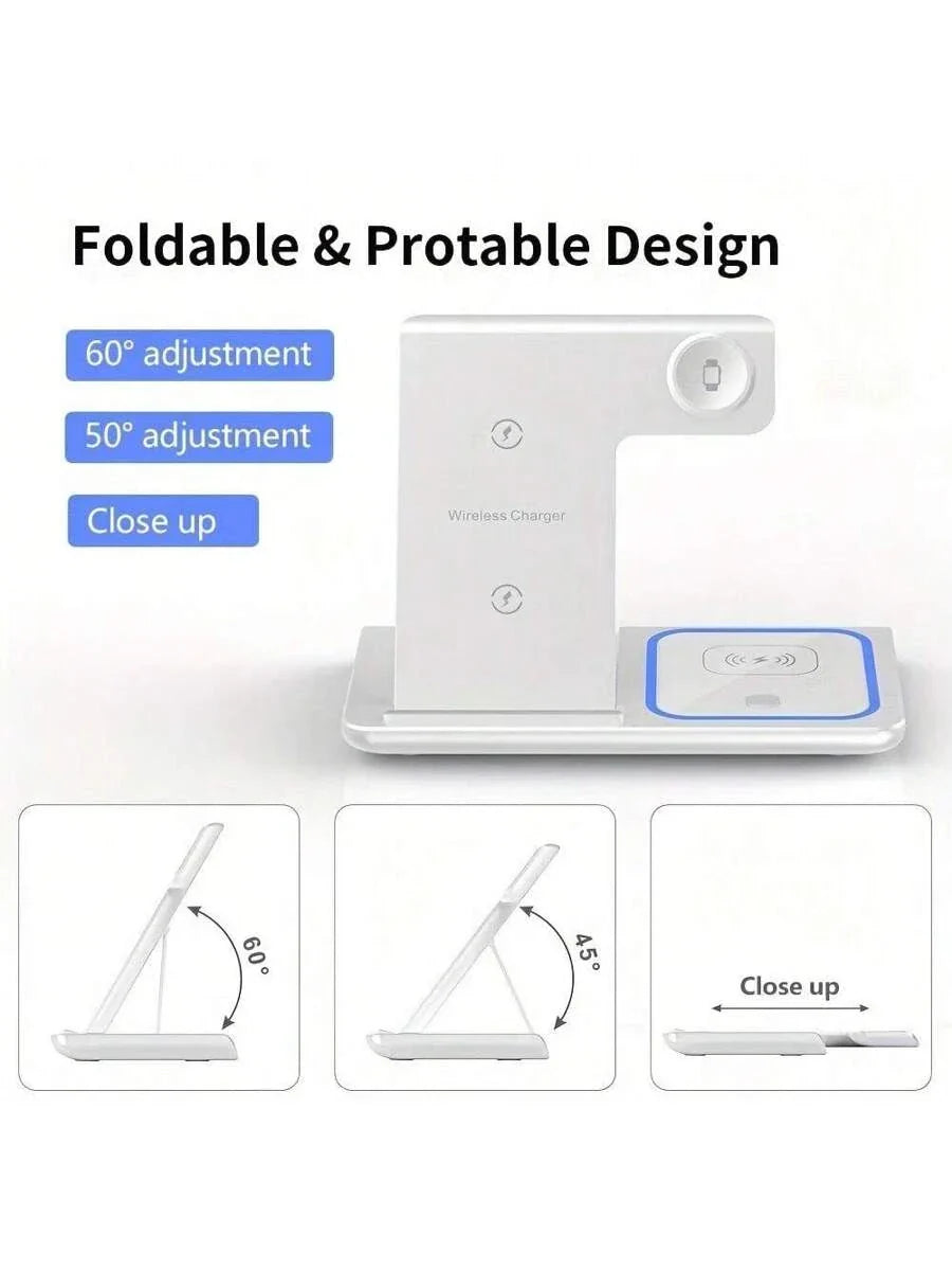 AmSengo 15W Foldable 3-In-1 Fast Wireless Charging Station