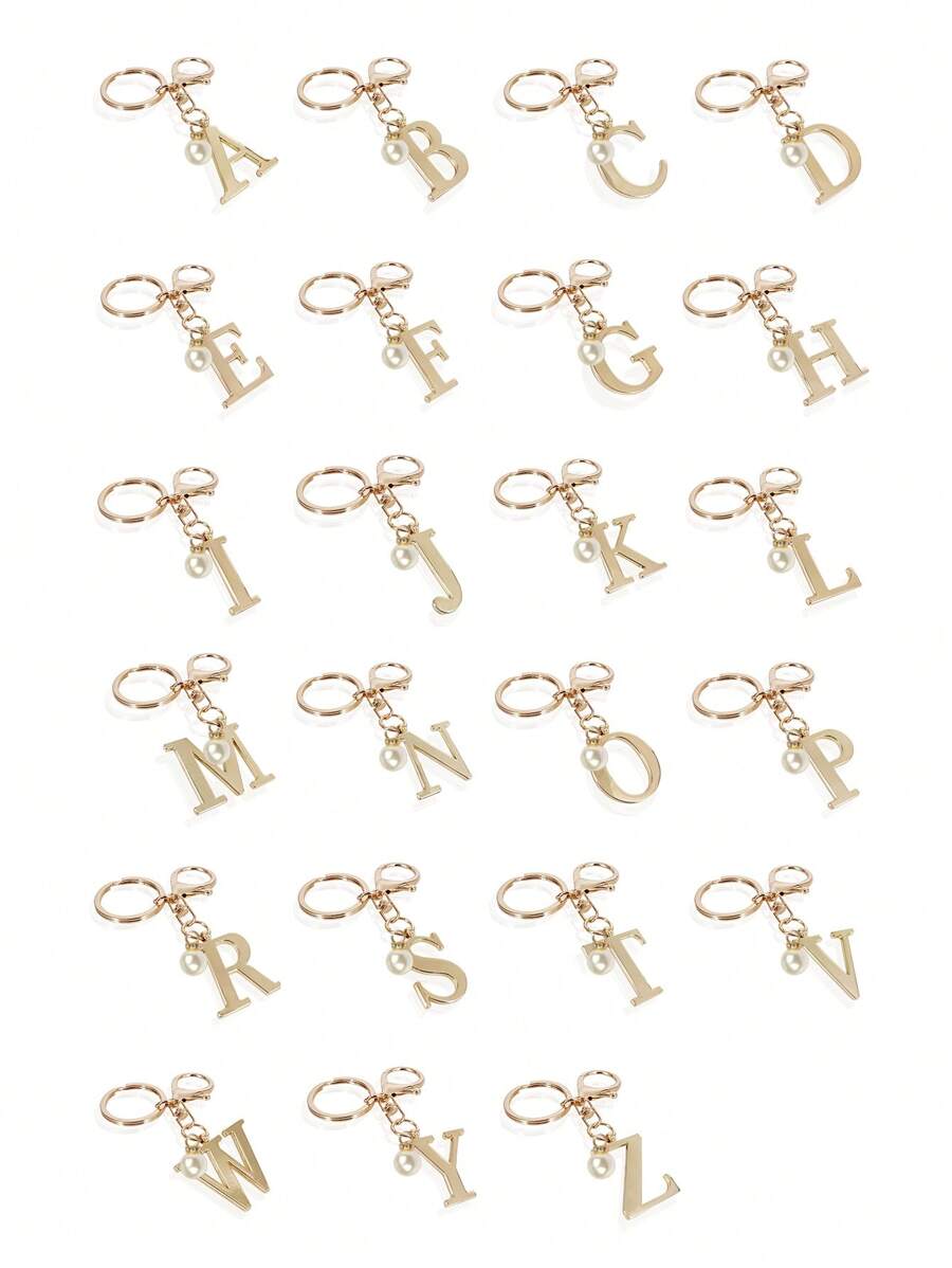 Elegant Metal Heart-Shaped Letter Keychain