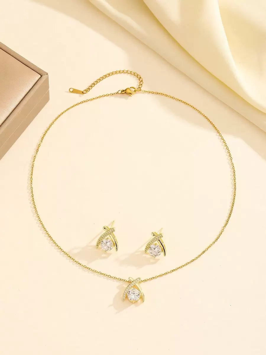 1 Set Stainless Steel Necklace & Earrings