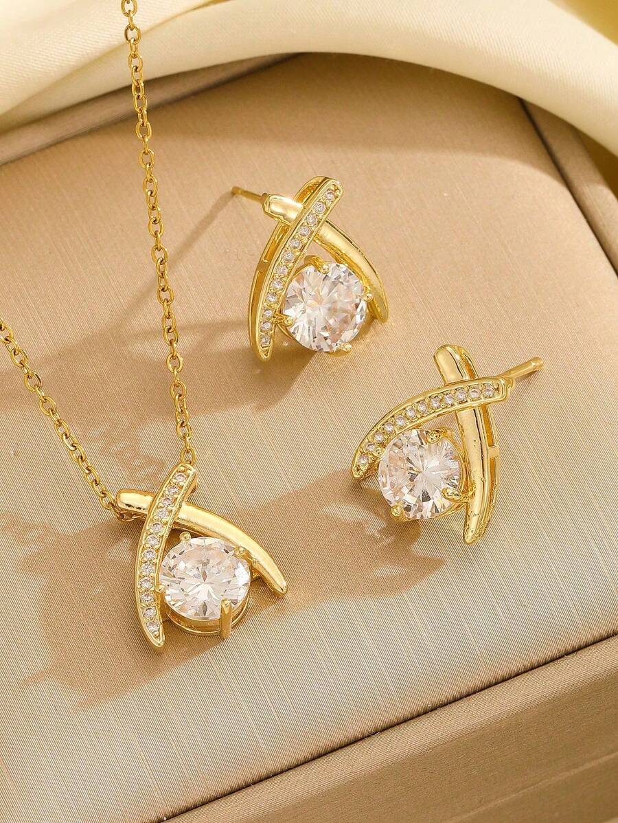 1 Set Stainless Steel Necklace & Earrings