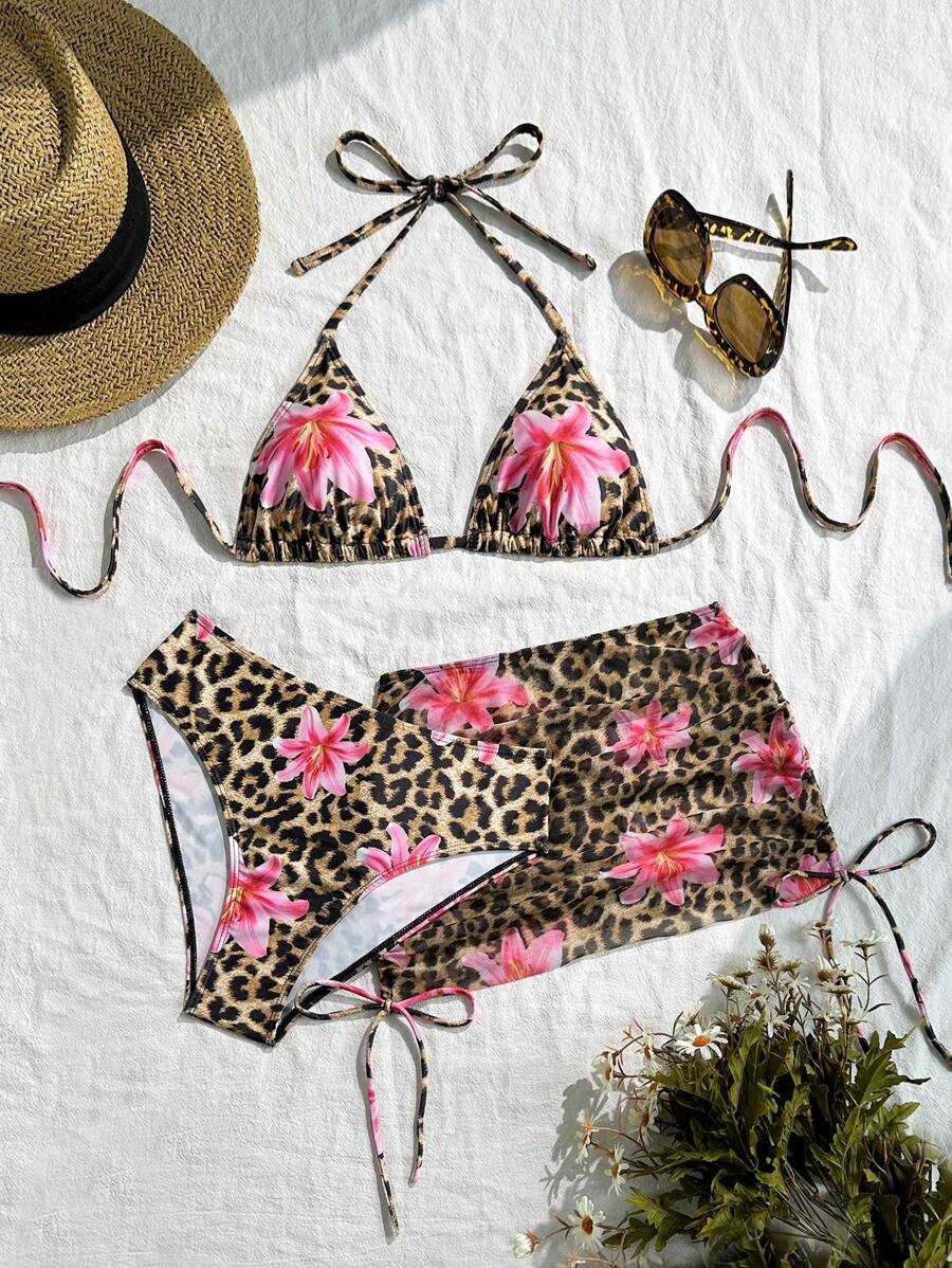 Tie Side Bikini 3-Piece Swimwear For Women