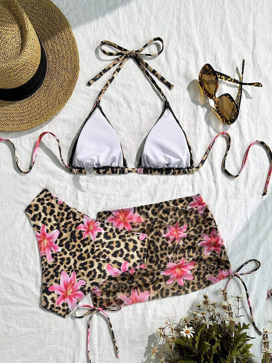 Tie Side Bikini 3-Piece Swimwear For Women