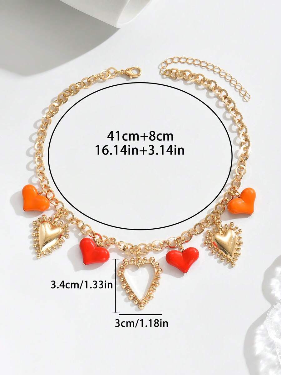 Elegant Fashion Gold Chain Plastic Orange Red Jelly
