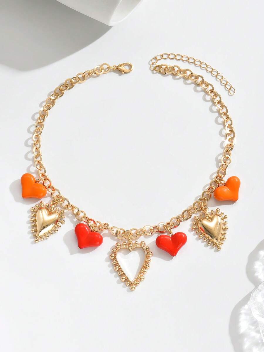Elegant Fashion Gold Chain Plastic Orange Red Jelly