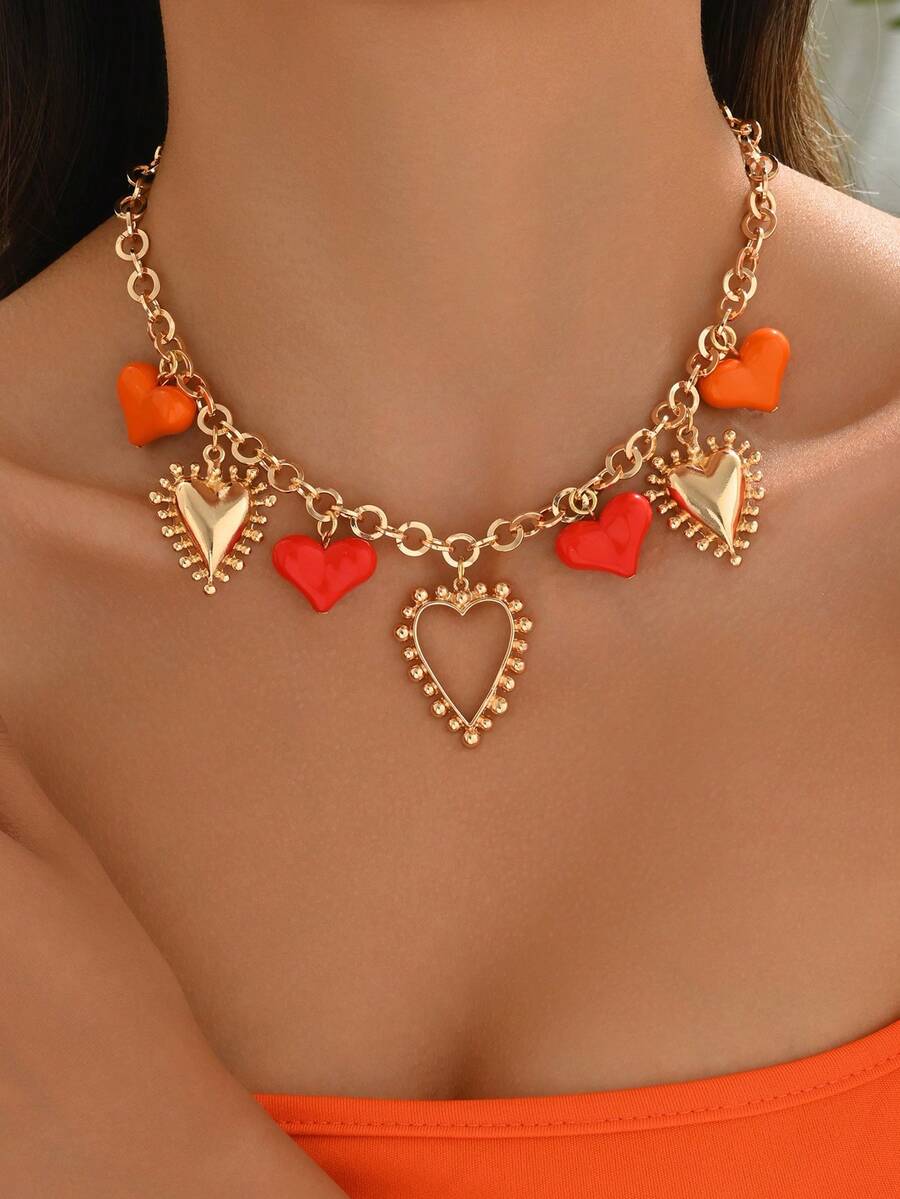 Elegant Fashion Gold Chain Plastic Orange Red Jelly