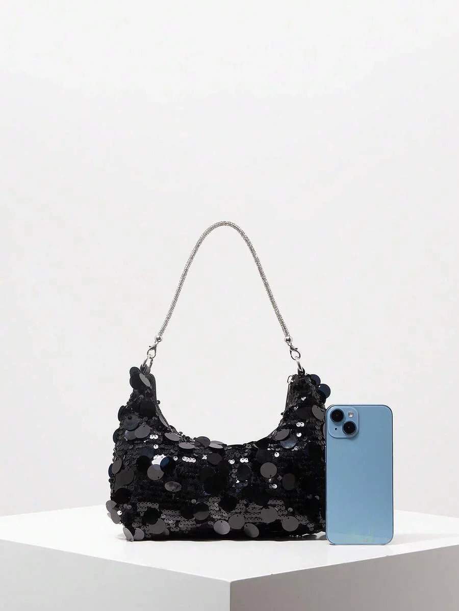 Random Pattern Shoulder Bag, Sequin Bag